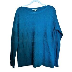 Coldwater Creek Sweater Womens XL 18 Green Textured Wool Blend Pullover